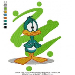 130x180 Timid Plucky Duck Embroidery Design Instant Download